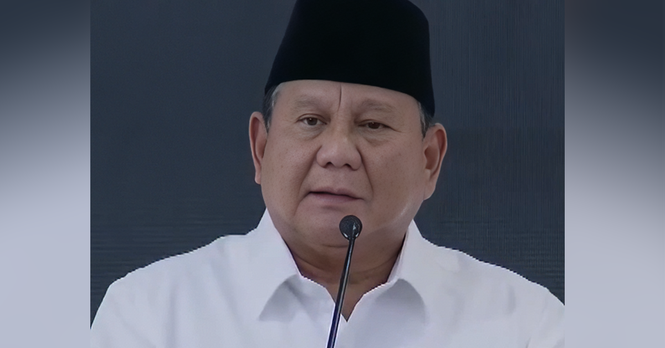 Presiden Indonesia, Prabowo Subianto ketika menyampaikan ucapan mengenai kebangkitan Indonesia dan dakwaan tekanan daripada kuasa asing.