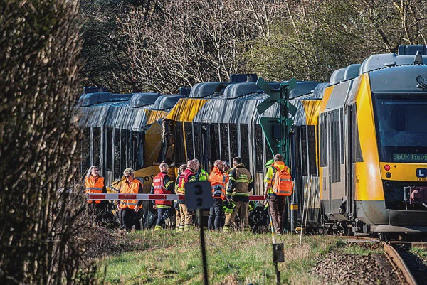 Image from: 18 injured, five critically, in head-on train crash in Denmark