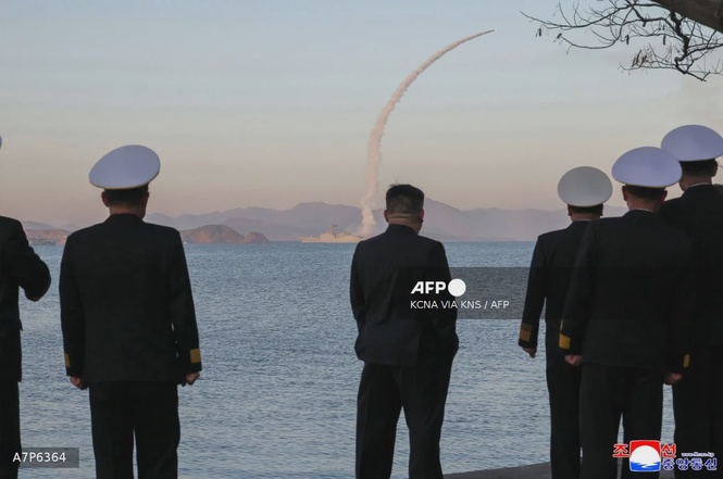 Image from: North Korea’s Kim oversees naval cruise missile tests
