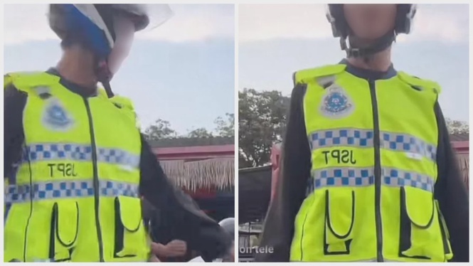 Image from: Content creator nabbed for wearing police gear in viral video