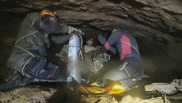 Image from: Four more men freed from Laos cave after 10-day ordeal