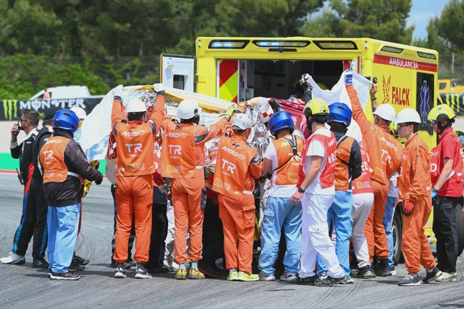 Image from: Alex Marquez injured in horror Catalan MotoGP crash