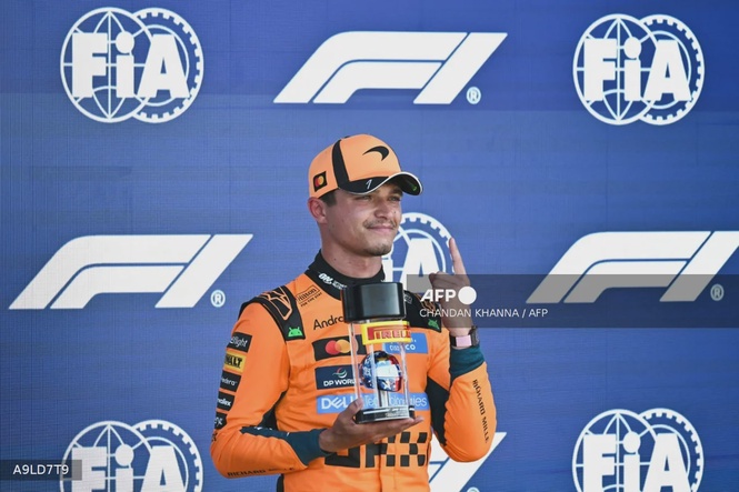 Image from: Norris on sprint pole as McLaren shine again
