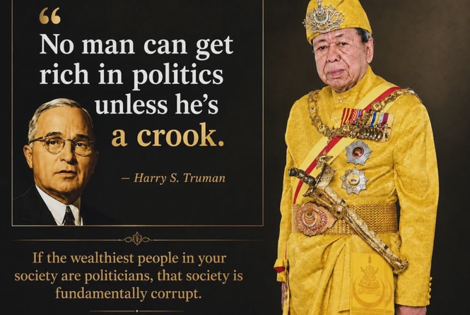 Image from: ‘No man can get rich in politics unless he’s a crook’: Sultan of Selangor shares blunt warning