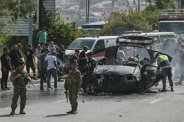 Image from: Israeli strikes target cars on Beirut highway, says Lebanon