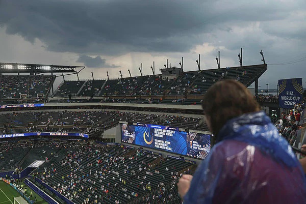 Image from: France-Iraq World Cup game suspended due to severe weather alert