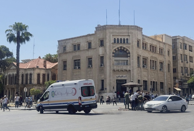 Image from: Two explosions heard in Damascus during Macron’s Syria visit