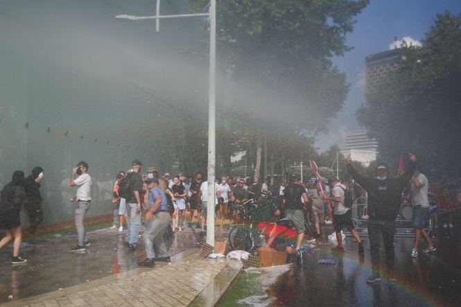 Image from: Albania police fire teargas at protest over Trump-linked resort
