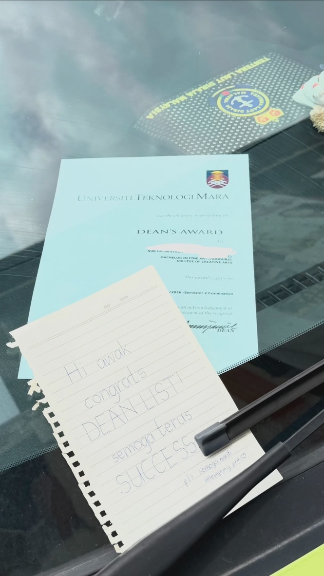Image from: Stranger leaves congratulatory note on student’s car windshield after spotting Dean’s list certificate