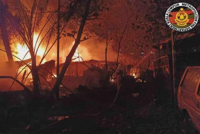 Image from: Man suffers burns in squatter house fire in Sentul