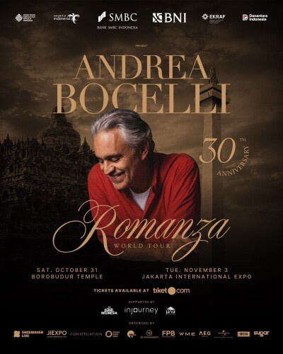 Image from: Andrea Bocelli Celebrates 30 Years Anniversary Tour of Romanza with Two Spectacular Concerts in Indonesia