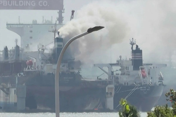 Image from: China cargo ship fire: Death toll rises to 25, including five missing