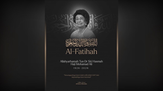 Image from: Agong, Raja Permaisuri zahir ucapan takziah kepada keluarga atas pemergian Tun Dr Siti Hasmah