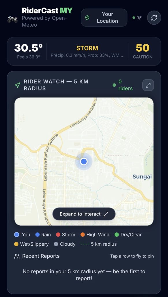 Image from: RiderCast MY: Solusi Cuaca Hyperlocal Untuk Keselamatan Rider di Jalan Raya