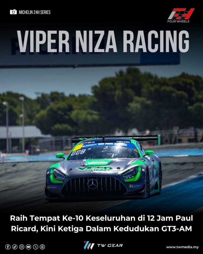 Image from: Viper Niza Racing Raih Tempat Ke-10 Keseluruhan di 12 Jam Paul Ricard, Kini Ketiga Dalam Kedudukan GT3-AM