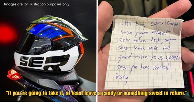 M’sian Left Dumbfounded by Note From Stranger Who “Borrowed” His Helmet & Promised to Return It