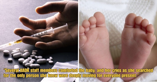 “An innocent victim” – 1yo M’sian Girl Cries & Refuses to Leave Drug-Positive Dad During AADK Drug Raid