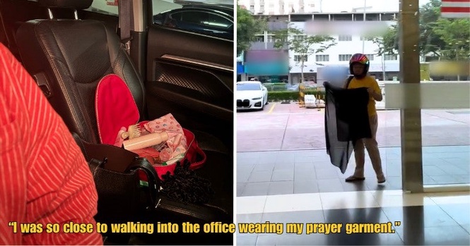 “10/10 husband” – M’sian Man to the Rescue After Wife Forgets to Bring Tudung, Delivers It Wrinkle-Free on Motorbike