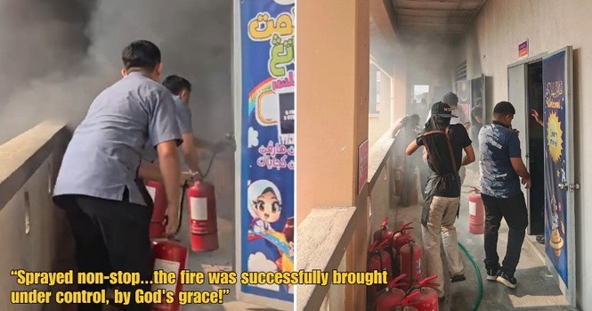 M’sian School Teachers & Staff Applauded For Successfully Putting Out Classroom Fire With 20 Fire Extinguishers