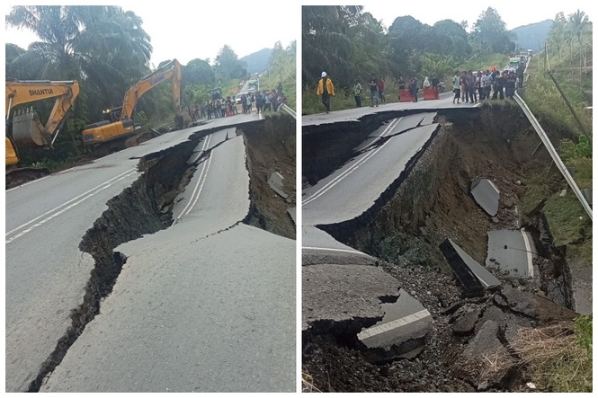 Road collapse cuts off Lahad Datu-Kunak route