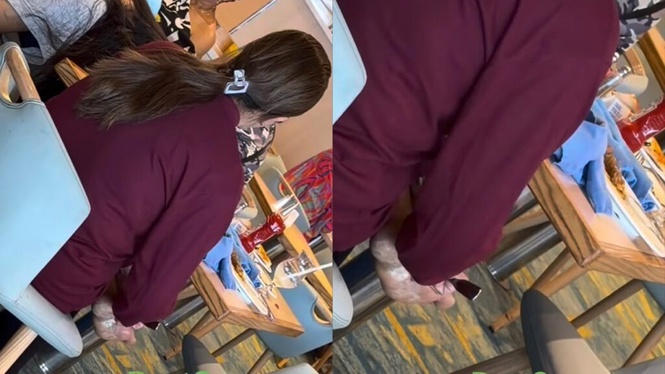 Image from: Wanita garu kaki ‘berkerak’ guna garfu makanan dalam restoran