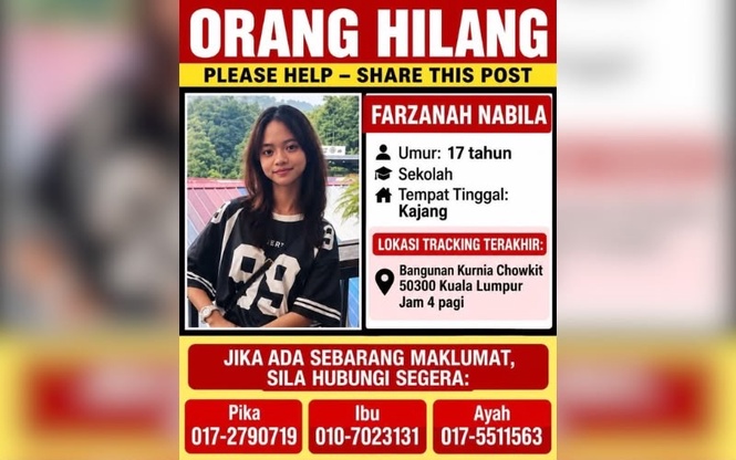 Image from: Keluarga rayu bantuan cari Farzanah