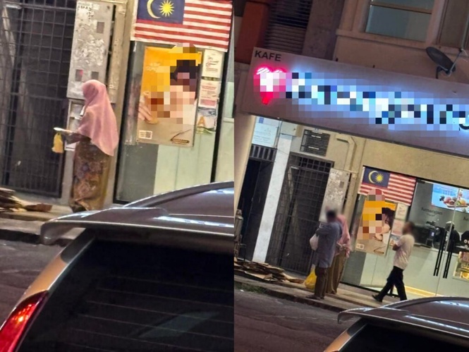 Image from: Budak sekolah pun kena ‘paw’ mak cik tudung pink