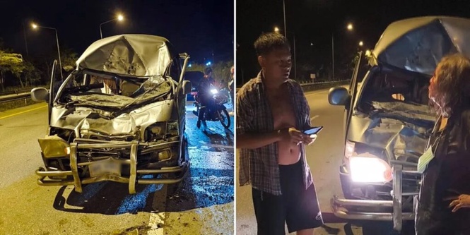 Image from: Wanita kemalangan, tidak perasan gajah melintas