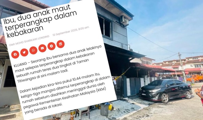 Image from: Kematian tiga beranak dalam rumah terbakar tiada unsur jenayah
