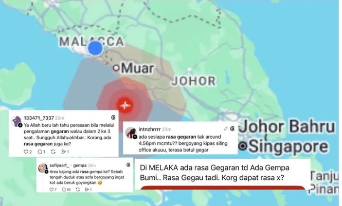 Image from: Penduduk Melaka, Johor, Lembah Klang rasa gegaran dalam 3 saat