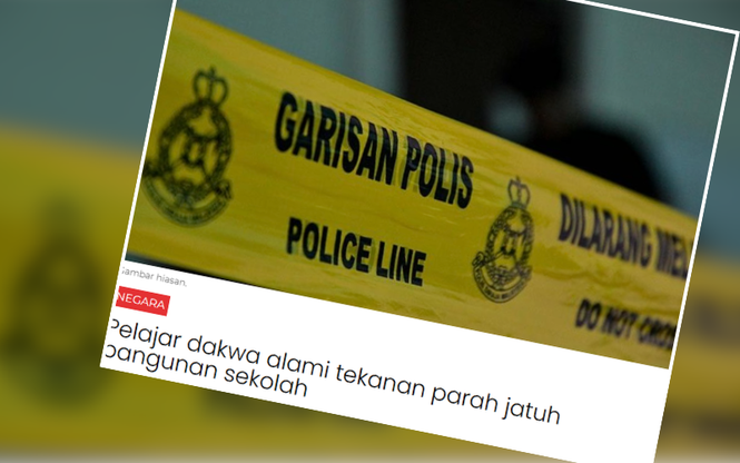 Image from: Pelajar parah jatuh bangunan sedar, tekanan akademik disiasat