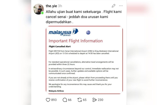 Image from: Penerbangan Senai-Jeddah dibatalkan, keluarga reda
