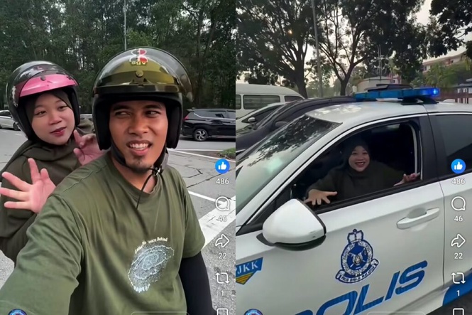 Image from: Hasrat ibu mengandung naik kereta polis tercapai