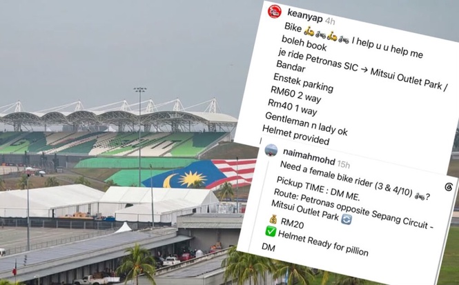 Image from: ‘Geng gojek’ bawa pengunjung F1, caj hingga RM80