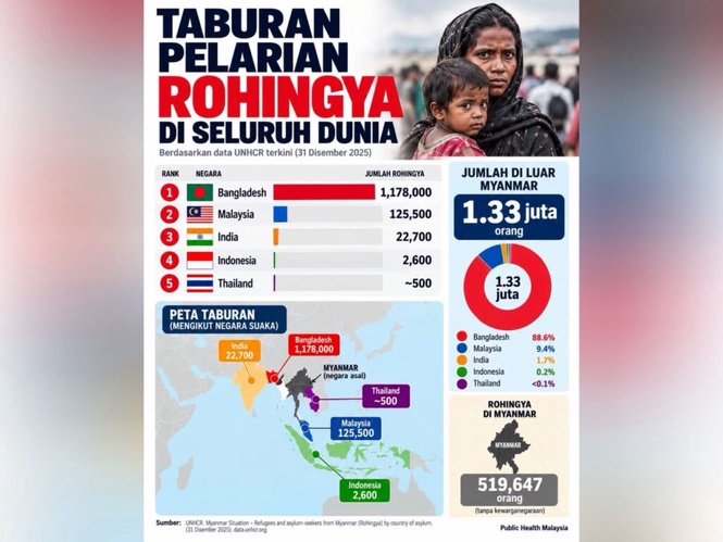 Image from: 1.33 juta rakyat Rohingya bertaburan di Asia