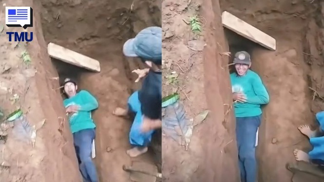 Image from: Gurau Jadi Cemas, Penggali Kubur Tertimbus Tanah