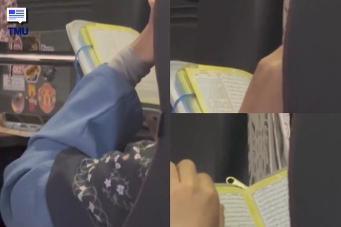 Image from: “Acik Nak Pergi Dewa 19…” Wanita Ini ‘Salute’ Gen Z Yang Baca Al-Quran Dalam Bas