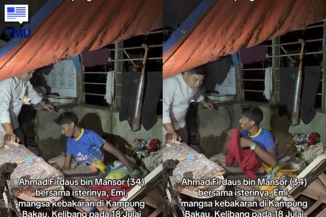 Image from: Tidur Atas Kerusi, Isteri Berehat Di Atas Tong – Pasangan Ini Terus Bertahan Di Tapak Rumah Yang Hangus Terbakar