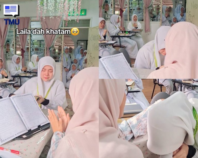 Image from: Tangan Menggigil, Air Mata Gugur Saat Tamatkan 30 Juzuk Al-Quran, Detik Hafizah Ini Undang Sebak Ramai
