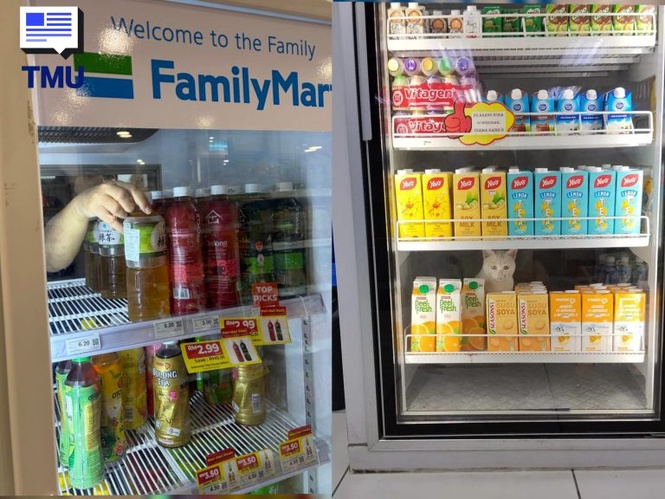 Image from: Ramai Tak Sangka Staf FamilyMart Susun Air Dari Belakang Chiller