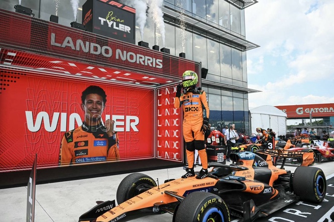 Champion Norris leads Piastri home in sprint 1-2 triumph for McLaren