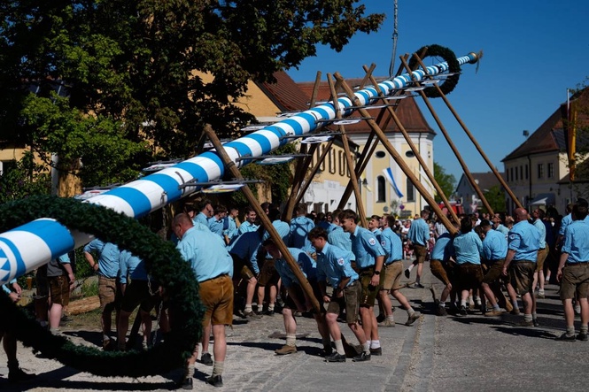 Beer, music and shouts of 'Hau-Ruck' as a Bavarian village raises its ...