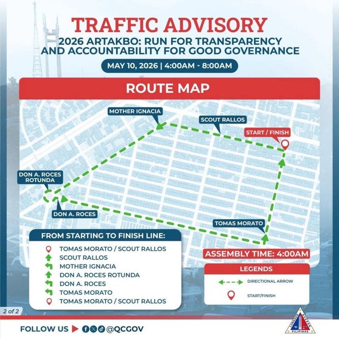 Quezon City roads closed Sunday for running event