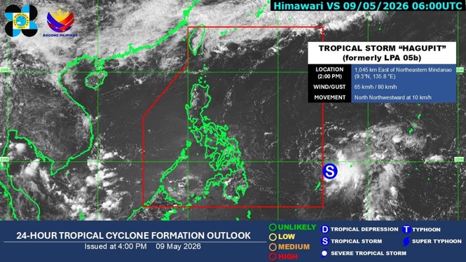 Tropical storm enters PH, named ‘Caloy’ — Pagasa