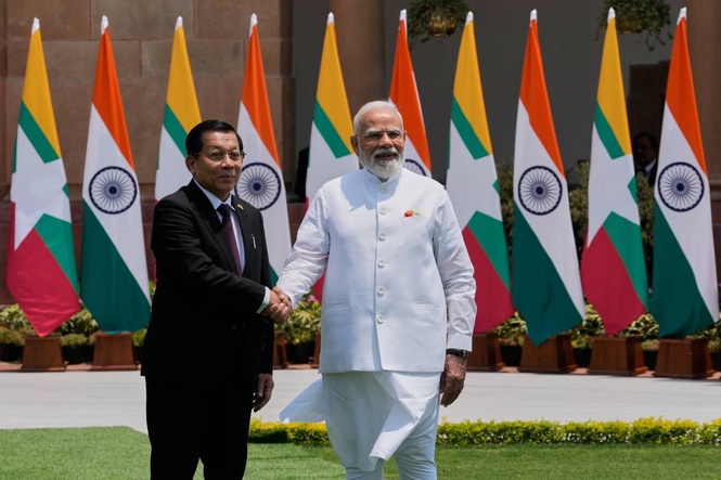 Modi meets Myanmar's military-backed president as India says engagement will continue
