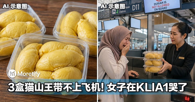 3盒猫山王带不上飞机!女子在KLIA1哭了,网友又心疼又觉得好笑
