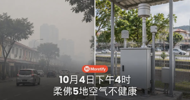 10月4日下午4时,柔佛5地空气处于不健康水平