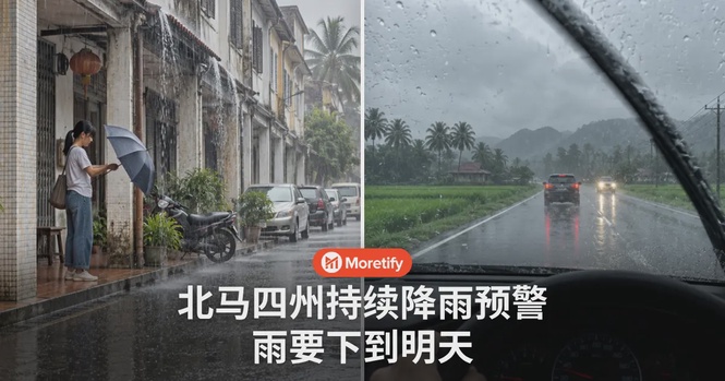 雨要下到明天!气象局对北马四州发持续降雨预警,吉打霹雳只点名这些县区
