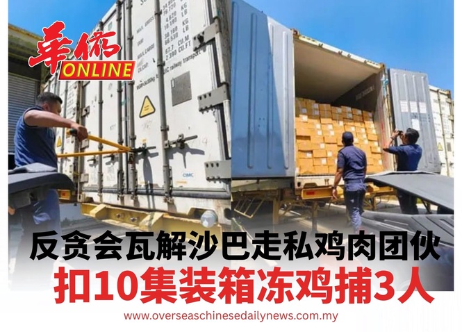 反贪会瓦解沙巴走私鸡肉团伙扣10集装箱冻鸡捕3人