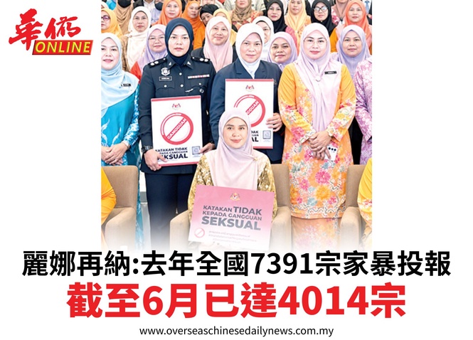 麗娜再納:去年全國7391宗家暴投報截至6月已達4014宗